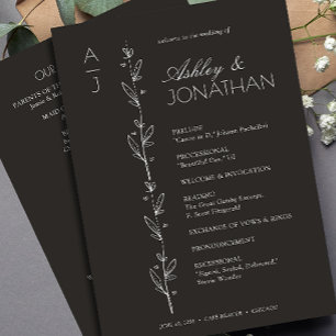 Modern Organic Floral Divider Wedding Programme