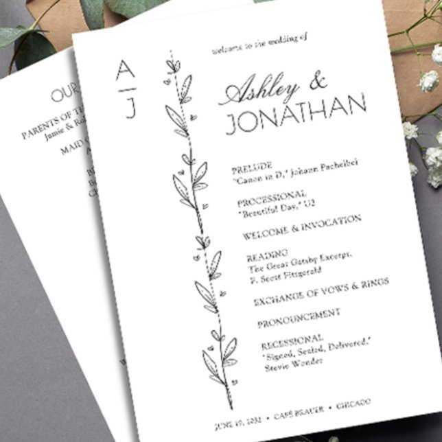 Modern Organic Floral Divider Wedding Programme (Creator Uploaded)