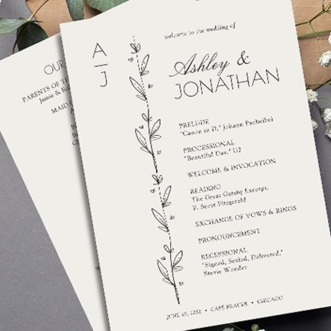 Modern Organic Floral Divider Wedding Programme (Creator Uploaded)