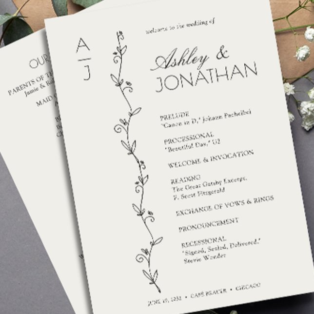 Modern Organic Floral Divider Wedding Programme (Creator Uploaded)