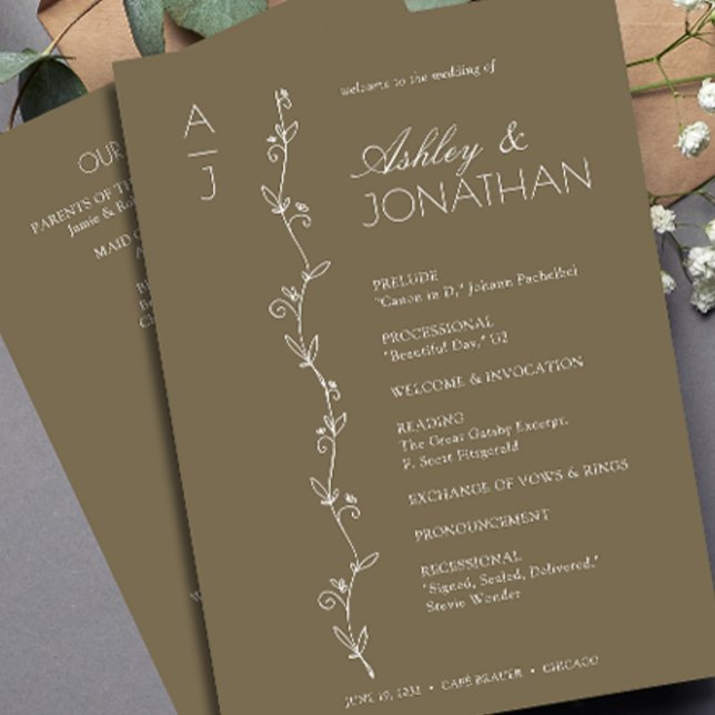 Modern Organic Floral Divider Wedding Programme (Creator Uploaded)