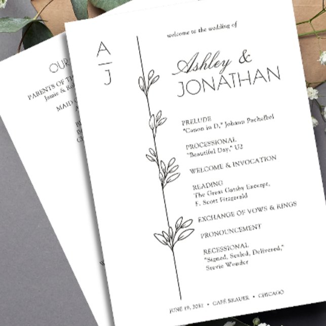 Modern Organic Floral Divider Wedding Programme (Creator Uploaded)