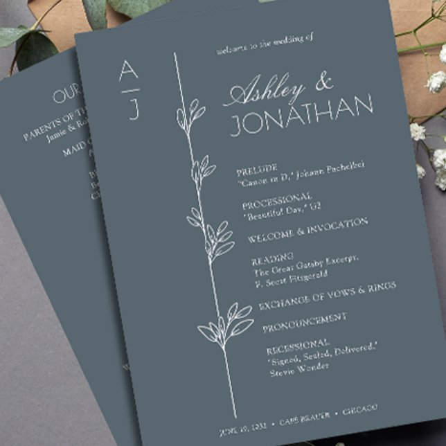 Modern Organic Floral Divider Wedding Programme (Creator Uploaded)