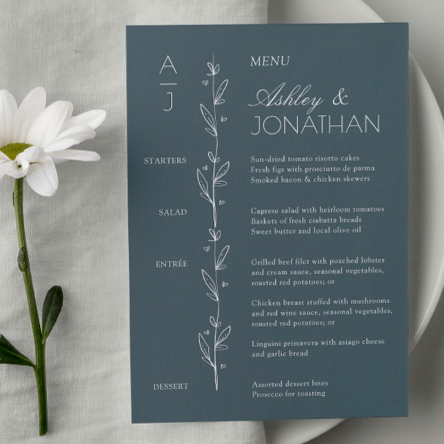 Modern Organic Floral Divider Wedding Reception Menu (Creator Uploaded)