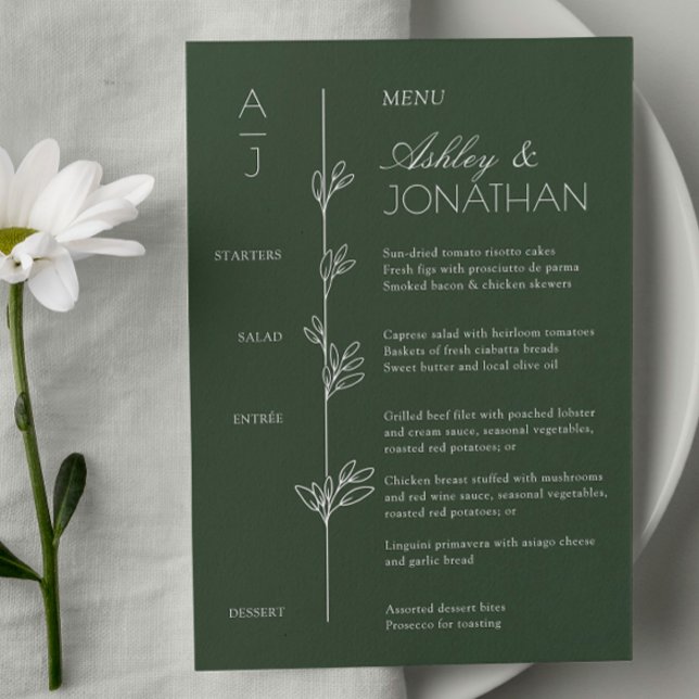 Modern Organic Floral Divider Wedding Reception Menu (Creator Uploaded)
