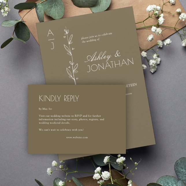 Modern Organic Floral Divider Wedding RSVP Card (Creator Uploaded)