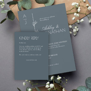 Modern Organic Floral Divider Wedding RSVP Card