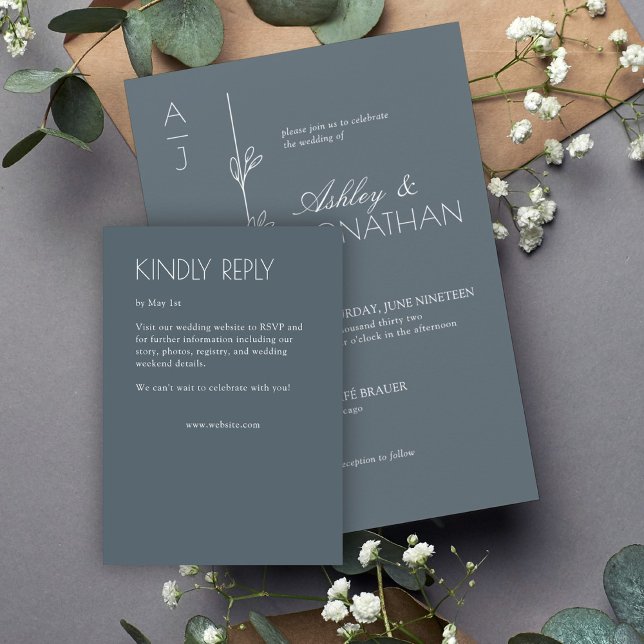 Modern Organic Floral Divider Wedding RSVP Card (Creator Uploaded)