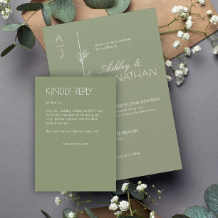 Modern Organic Floral Divider Wedding RSVP Card