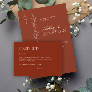 Modern Organic Floral Divider Wedding RSVP Card
