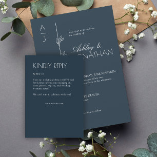 Modern Organic Floral Divider Wedding RSVP Card
