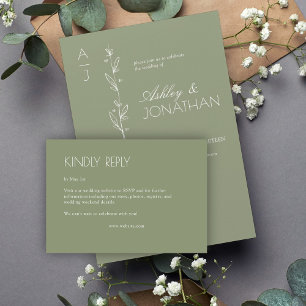 Modern Organic Floral Divider Wedding RSVP Card