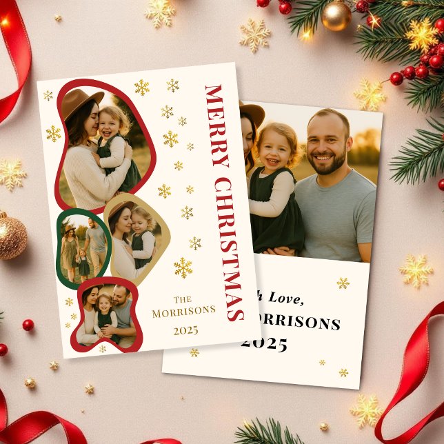 Modern Organic Frame Merry Christmas Photo Card (Creator Uploaded)