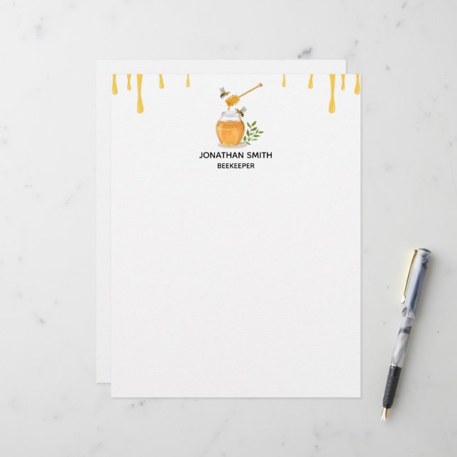 Modern Organic Honey Farm Custom Letterhead (Front/Back In Situ)