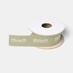 Modern Organic Sage Green Business Logo Satin Ribbon