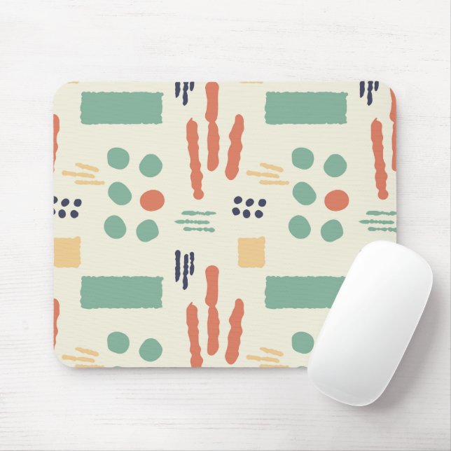 Modern Organic Shapes Mousepad | Retro Warm Seamle (With Mouse)