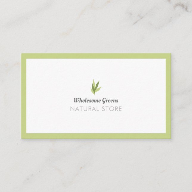 Modern Organic Store Natural Store Minimalist Food Business Card (Front)