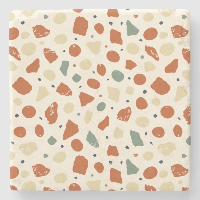 Modern Organic Terrazzo | Abstract Stone Mosaic Coaster (Front)
