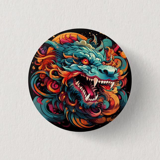 Modern Oriental Dragon Majesty 3 Cm Round Badge (Front)