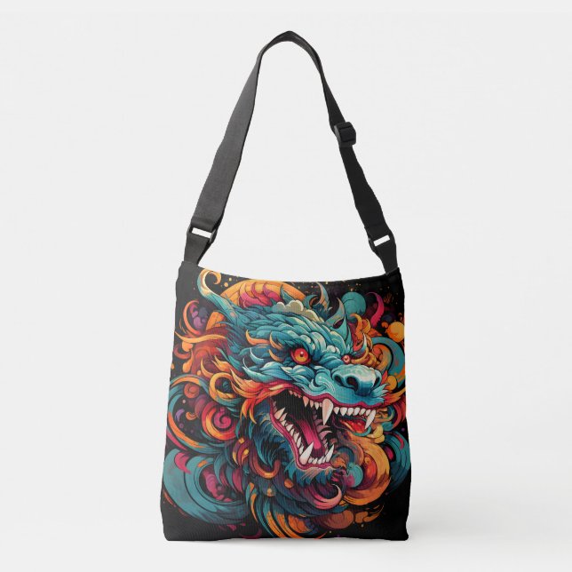 Modern Oriental Dragon Majesty Crossbody Bag (Front)