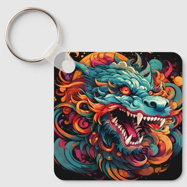Modern Oriental Dragon Majesty Key Ring (Front)
