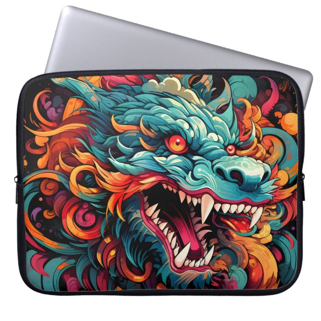 Modern Oriental Dragon Majesty Laptop Sleeve (Front)
