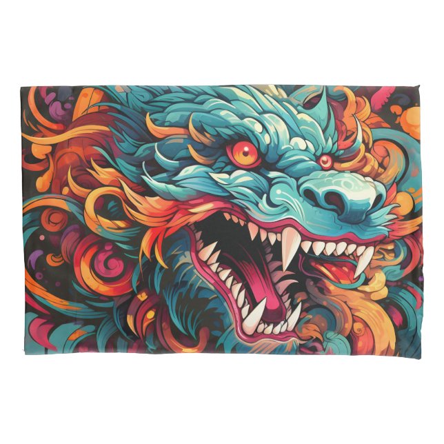 Modern Oriental Dragon Majesty Pillowcase (Front)