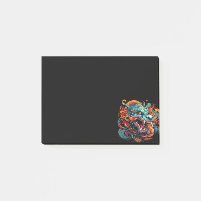 Modern Oriental Dragon Majesty Post-it Notes (Front)