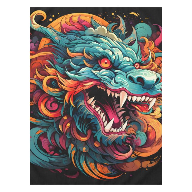 Modern Oriental Dragon Majesty Tablecloth (Front)