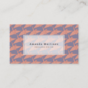 Modern Origami Crane Pattern Purple & Orange Business Card