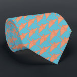 Modern Origami Crane Pattern Sky Blue & Orange Tie<br><div class="desc">This modern and stylish neck tie features a sky blue background with patterns of orange paper origami cranes. Personalize it for your needs. You can find matching products at my store.</div>