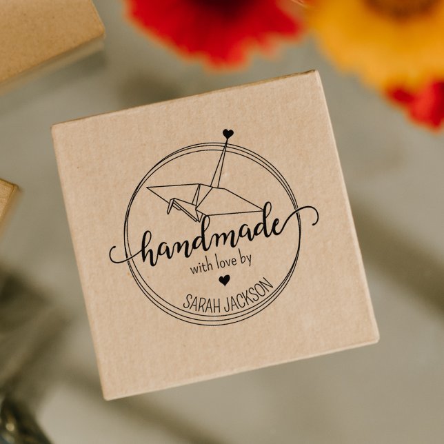 Modern Origami Handmade with love Rubber Stamp (Creator Uploaded)