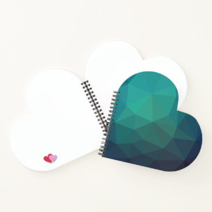 Modern origami red and blue heart notebook