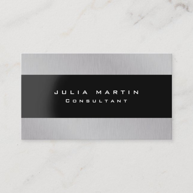 Modern Original Silver Grey Unique Trendy Creative Business Card (Front)