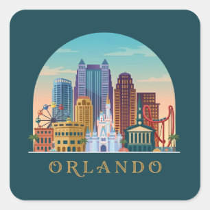 Modern Orlando Florida Vintage Skyline Square Sticker