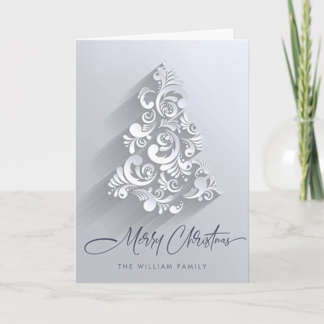Modern Ornament Christmas Tree Greeting Holiday Card (Front)