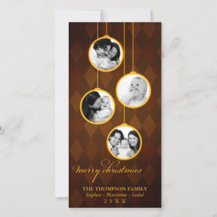 Modern Ornament Gold & Brown Merry Christmas Holiday Card
