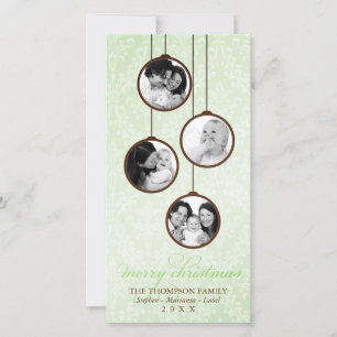Modern Ornament Green & Brown Merry Christmas Holiday Card