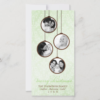 Modern Ornament Green & Brown Merry Christmas Holiday Card