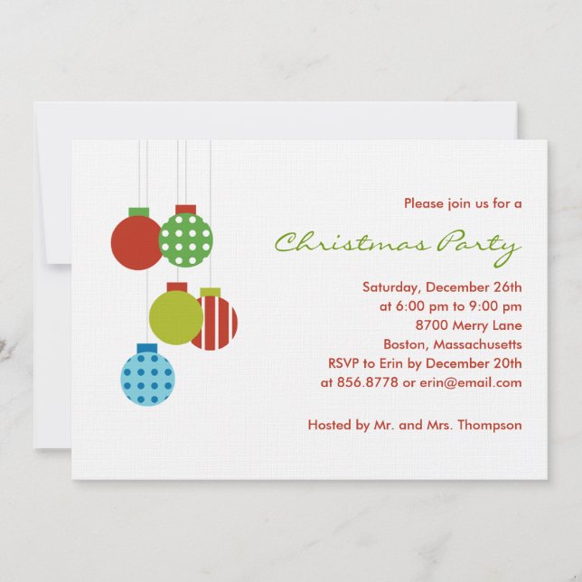 Modern Ornaments Holiday Party Invitation (Front)