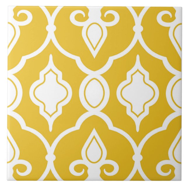 Modern ornaments, mustard yellow, white, pattern tile (Front)