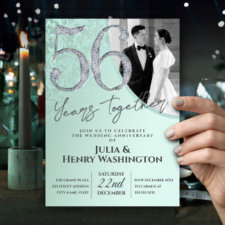 Modern Ornate 56th Wedding Anniversary  Invitation