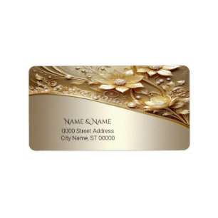 Modern Ornate Gold Floral Address Label