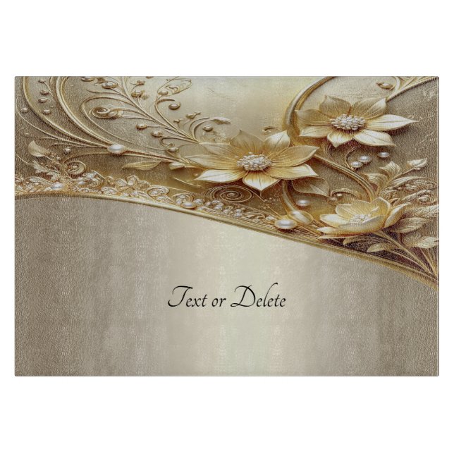 Modern Ornate Gold Floral Cutting Board (Front)