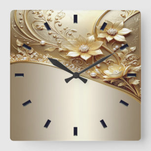 Modern Ornate Gold Floral Wall Clock