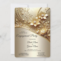 Modern Ornate Gold Floral with Pearls Engagement