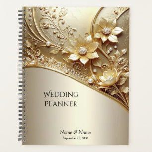 Modern Ornate Gold Floral with Pearls Planner