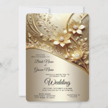 Modern Ornate Gold Floral with Pearls Wedding