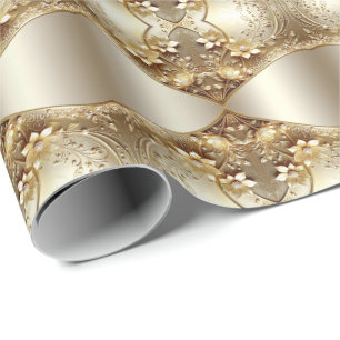 Modern Ornate Gold Floral Wrapping Paper