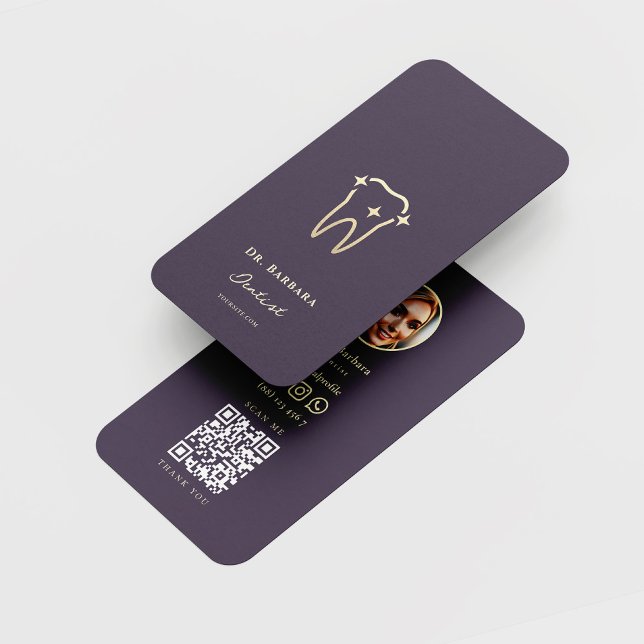 MODERN ORTHODONTIST PURPLE GOLD DENTIST  BUSINESS CARD (Creator Uploaded)